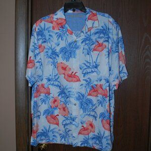 3/$30 - Caribbean Red, White & Blue Tropical Short-sleeve Shirt - XL